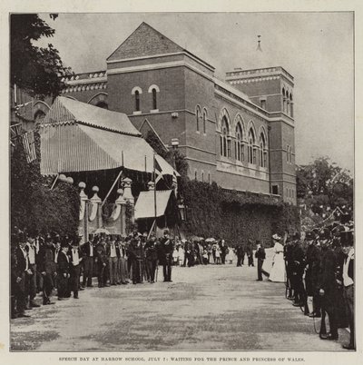 Giornata dei Discorsi alla Scuola di Harrow, 7 luglio, in attesa del Principe e della Principessa del Galles da English Photographer