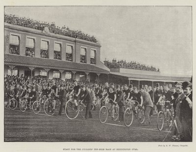 Partenza per la gara ciclistica di dieci miglia al Kennington Oval da English Photographer