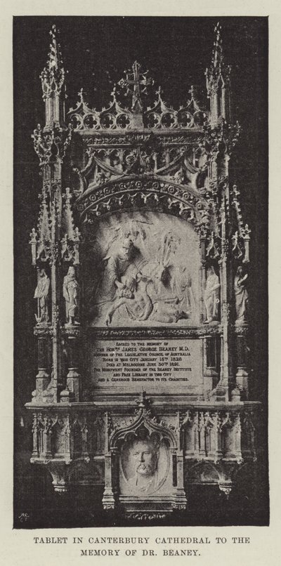 Targa nella Cattedrale di Canterbury in memoria di Dr Beaney da English Photographer