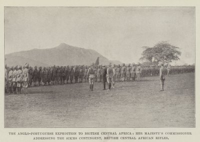 La spedizione anglo-portoghese in Africa Centrale Britannica, il commissario di Sua Maestà che si rivolge al contingente Sikh, fucilieri dell