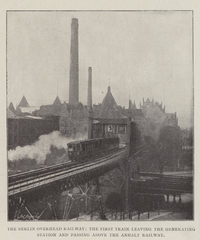 La ferrovia sopraelevata di Berlino, il primo treno che lascia la stazione di generazione e passa sopra la ferrovia di Anhalt da English Photographer