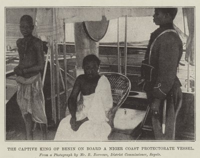 Il re prigioniero del Benin a bordo di una nave del Protettorato della Costa del Niger da English Photographer