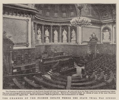 La camera del Senato francese dove è stato aperto il processo di stato da English Photographer