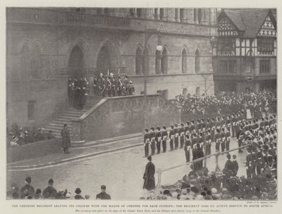 Il reggimento del Cheshire lascia i suoi colori al sindaco di Chester per la custodia sicura, il reggimento va in servizio attivo in Sudafrica da English Photographer