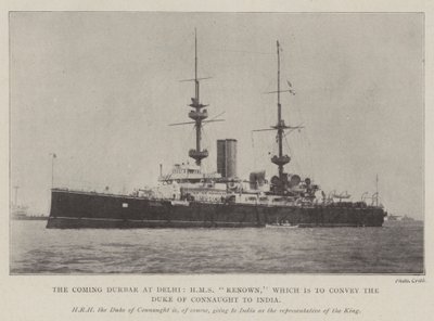 Il prossimo Durbar a Delhi, HMS Renown, che trasporterà il duca di Connaught in India da English Photographer
