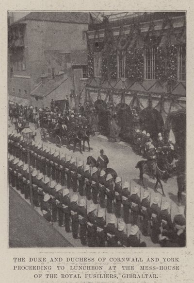 Il Duca e la Duchessa di Cornovaglia e York si recano a pranzo alla mensa dei Royal Fusiliers, Gibilterra da English Photographer