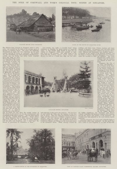 Il tour coloniale del duca di Cornovaglia e York, scene a Singapore da English Photographer