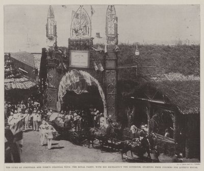 Il tour coloniale del duca di Cornovaglia e York, il gruppo reale con Sua Eccellenza il Governatore, partendo da Colombo per la Queens House da English Photographer