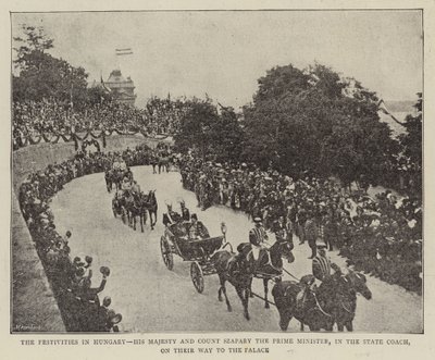Le Festività in Ungheria, Sua Maestà e il Conte Szapary il Primo Ministro, nella Carrozza di Stato, sulla Strada per il Palazzo da English Photographer