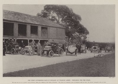 La prima gara automobilistica in Inghilterra a Welbeck Abbey, preparativi per la partenza da English Photographer