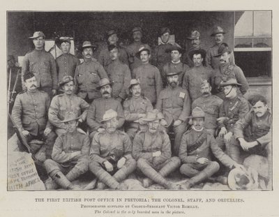 Il primo ufficio postale britannico a Pretoria, il colonnello, lo staff e gli ordinati da English Photographer