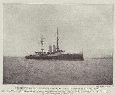 La prima nave da battaglia di prima classe del regno di re Edoardo, HMS Russell da English Photographer