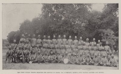 Le prime truppe indiane selezionate per il servizio in Cina, compagnia n. 3, Queens Own Madras Sappers and Miners da English Photographer