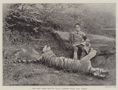 Il primo tigre abbattuto dal Principe Bughwan Singh, di dodici anni da English Photographer