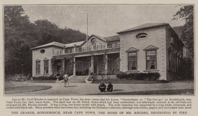 La Grange, Rondebosch, vicino a Città del Capo, la casa di Mr Rhodes, distrutta dal fuoco da English Photographer
