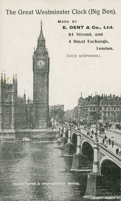 Il Grande Orologio di Westminster, Big Ben, realizzato da E Dent und Co Ltd da English Photographer
