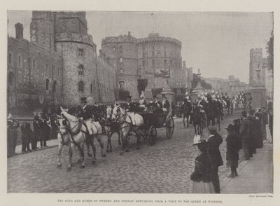 Il re e la regina di Svezia e Norvegia di ritorno da una visita alla regina a Windsor da English Photographer
