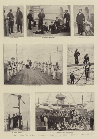 La Perdita della HMS Victoria, Scene a Bordo della HMS Camperdown da English Photographer