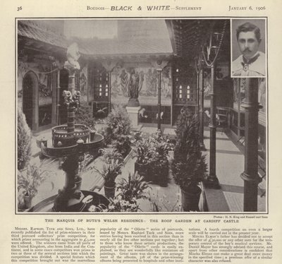 La residenza gallese del Marchese di Bute: Il giardino sul tetto del Castello di Cardiff (foto in b/n) da English Photographer