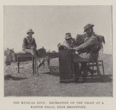 Il Boer musicale, ricreazione nella Veldt in un kraal Kaffir vicino a Brandfort da English Photographer