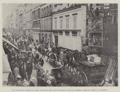 Gli arresti nazionalisti a Parigi, uffici del Grand Occident in Rue Chabrol, dove M Guerin fu assediato da English Photographer