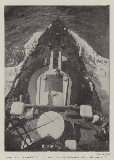 Le manovre navali, la prua di una nave da battaglia dal Fore-Top da English Photographer