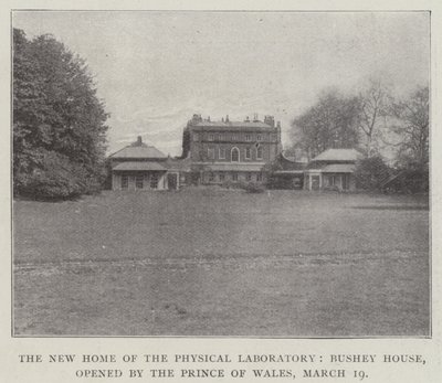 La nuova sede del laboratorio fisico, Bushey House, inaugurata dal principe del Galles, 19 marzo da English Photographer