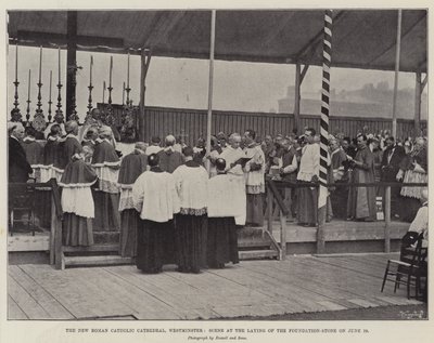 La nuova cattedrale cattolica romana, Westminster, scena alla posa della prima pietra il 29 giugno da English Photographer