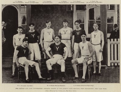 Gli Sport Atletici delle Università di Oxford e Yale ai Queens Club Grounds, West Kensington, la Squadra di Yale da English Photographer