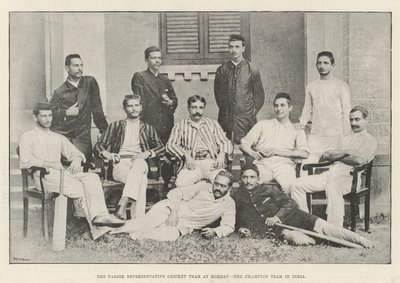 La squadra di cricket rappresentativa dei Parsee a Bombay, la squadra campione in India da English Photographer