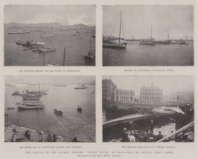 Il recupero della draga affondata, Fiume Canton, a Hong Kong, da parte del Capitano Percy Scott da English Photographer