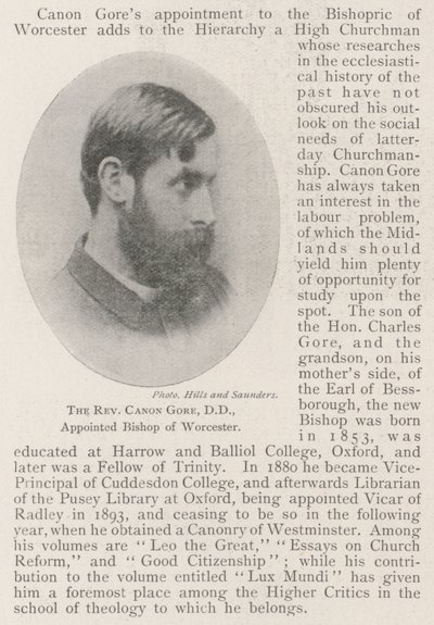 Il reverendo canonico Gore, DD, nominato vescovo di Worcester da English Photographer
