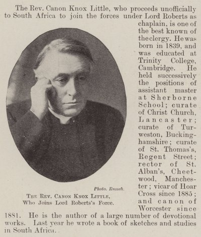 Il reverendo canonico Knox Little, che si unisce alla forza di Lord Roberts da English Photographer