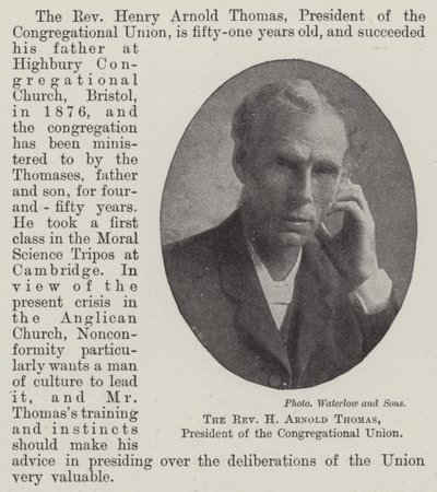 Il Reverendo H Arnold Thomas, Presidente dell