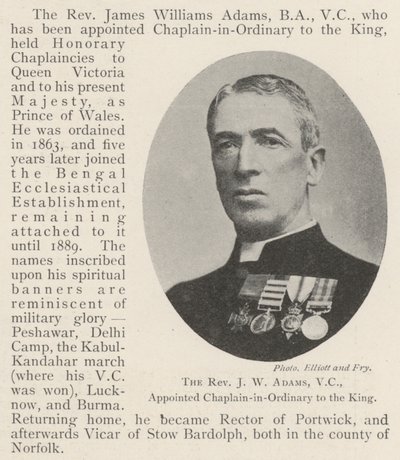 Il reverendo J W Adams, VC, nominato cappellano ordinario del re da English Photographer