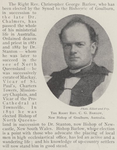 Il reverendo C G Barlow, nuovo vescovo di Goulburn, Australia da English Photographer