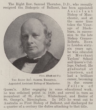 Il Reverendo Samuel Thornton, nominato vescovo assistente di Manchester da English Photographer