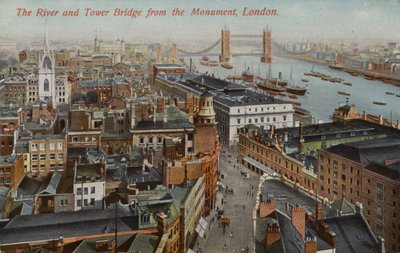 Il fiume e il Tower Bridge dal Monumento, Londra da English Photographer