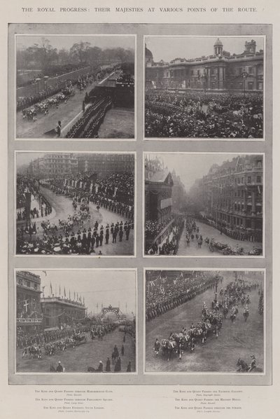Il progresso reale, le loro Maestà in vari punti del percorso da English Photographer