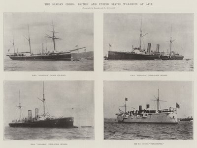 La crisi samoana, navi da guerra britanniche e statunitensi ad Apia da English Photographer