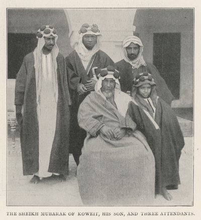 Lo sceicco Mubarak di Kuwait, suo figlio e tre attendenti da English Photographer