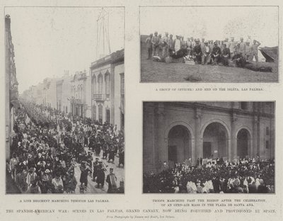 La guerra ispano-americana, scene a Las Palmas, Gran Canaria, ora fortificata e approvvigionata dalla Spagna da English Photographer