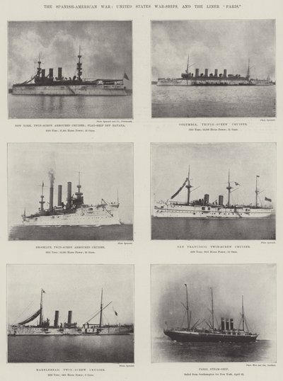 La guerra ispano-americana, navi da guerra degli Stati Uniti e il piroscafo Paris da English Photographer