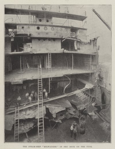 La nave a vapore Milwaukee in bacino di carenaggio sul Tyne da English Photographer