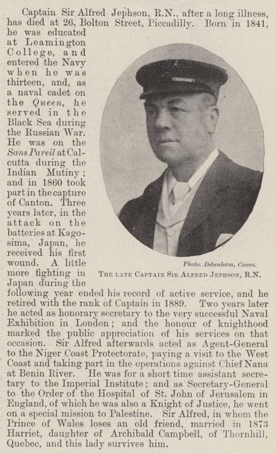 Il defunto capitano Sir Alfred Jephson, RN da English Photographer