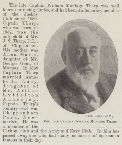 Il defunto Capitano William Montagu Tharp da English Photographer