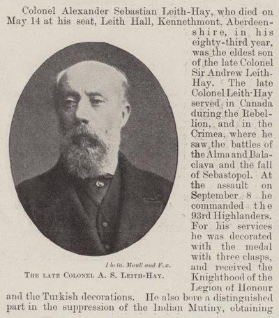 Il defunto colonnello A S Leith-Hay da English Photographer