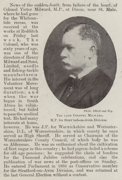 Il defunto Colonnello Milward, deputato per la divisione di Stratford-on-Avon da English Photographer
