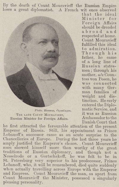 Il defunto conte Mouravieff, ministro degli esteri russo da English Photographer