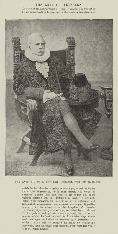 Il defunto Dr Carl Petersen, borgomastro di Amburgo da English Photographer